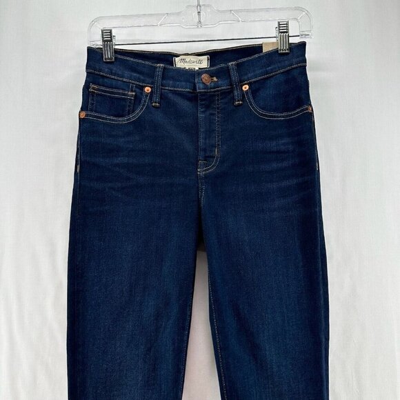 Madewell Jeans Womens Size 26T 9" Mid-Rise Skinny Dark Washed Stretch Denim Blue - Picture 3 of 12